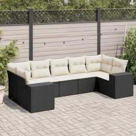 Garten-Essgruppe 7-teilig mit schwarzen Polstern aus synthetischem Rattan von , Gartensets - Ref: Foro24-3255323, Preis: 461,...