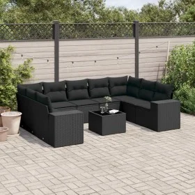 Set de sofás de jardín 10 pzas cojines ratán sintético negro by , Garden sets - Ref: Foro24-3255342, Price: 654,59 €, Discoun...