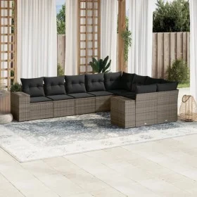 Gartenmöbel-Set 9-teilig mit grauen Polstern aus synthetischem Rattan von , Gartensets - Ref: Foro24-3255377, Preis: 574,58 €...
