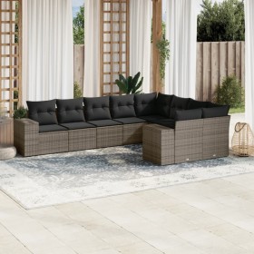 Gartenmöbel-Set 9-teilig mit grauen Polstern aus synthetischem Rattan von , Gartensets - Ref: Foro24-3255377, Preis: 582,89 €...