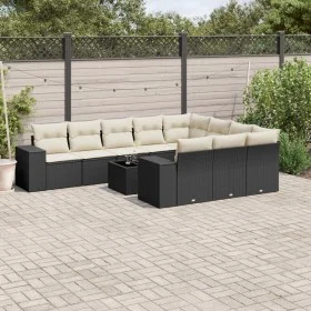 Set de sofás de jardín 11 pzas y cojines ratán sintético negro by , Garden sets - Ref: Foro24-3255433, Price: 657,74 €, Disco...