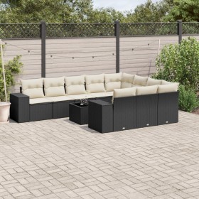 Set de sofás de jardín 11 pzas y cojines ratán sintético negro by , Garden sets - Ref: Foro24-3255433, Price: 655,49 €, Disco...