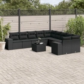 Set de sofás de jardín 11 pzas y cojines ratán sintético negro by , Garden sets - Ref: Foro24-3255452, Price: 691,82 €, Disco...