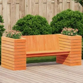 Banco con jardineras madera de pino marrón cera 167,5x60x65 cm de , Sofás de exterior - Ref: Foro24-844643, Precio: 210,12 €,...