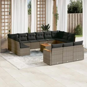 Set de sofás de jardín 14 pzas con cojines ratán sintético gris by , Garden sets - Ref: Foro24-3226466, Price: 820,49 €, Disc...