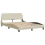 Bed frame with cream-colored fabric headboard 120x200 cm by , Beds and slatted bases - Ref: Foro24-373150, Price: 163,36 €, D...