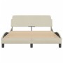 Bed frame with cream-colored fabric headboard 120x200 cm by , Beds and slatted bases - Ref: Foro24-373150, Price: 152,10 €, D...