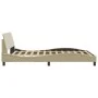 Bed frame with cream-colored fabric headboard 120x200 cm by , Beds and slatted bases - Ref: Foro24-373150, Price: 163,36 €, D...