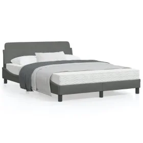 Bed frame with dark gray fabric headboard 140x200 cm by , Beds and slatted bases - Ref: Foro24-373186, Price: 155,67 €, Disco...
