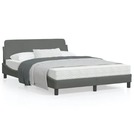 Bed frame with dark gray fabric headboard 140x200 cm by , Beds and slatted bases - Ref: Foro24-373186, Price: 155,67 €, Disco...