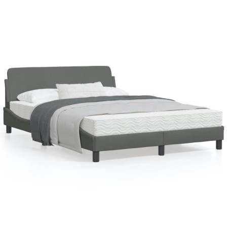 Estructura de cama con cabecero de tela gris oscuro 140x200 cm de , Camas y somieres - Ref: Foro24-373186, Precio: 145,27 €, ...