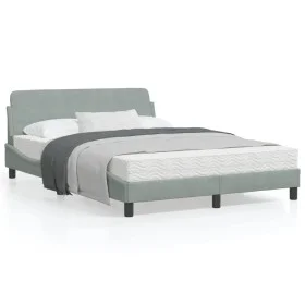 Light gray velvet bed frame with headboard 120x200cm by , Beds and slatted bases - Ref: Foro24-373152, Price: 130,46 €, Disco...