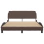 Brown synthetic leather headboard bed frame 140x200 cm by , Beds and slatted bases - Ref: Foro24-373200, Price: 178,67 €, Dis...