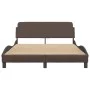 Estructura de cama cabecero cuero sintético marrón 140x200 cm de , Camas y somieres - Ref: Foro24-373200, Precio: 175,26 €, D...