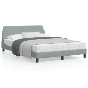 Bettgestell mit Kopfteil aus hellgrauem Samt 140x190cm von , Betten und Lattenroste - Ref: Foro24-373192, Preis: 144,16 €, Ra...