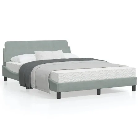 Estructura de cama con cabecero terciopelo gris claro 140x190cm de , Camas y somieres - Ref: Foro24-373192, Precio: 142,03 €,...