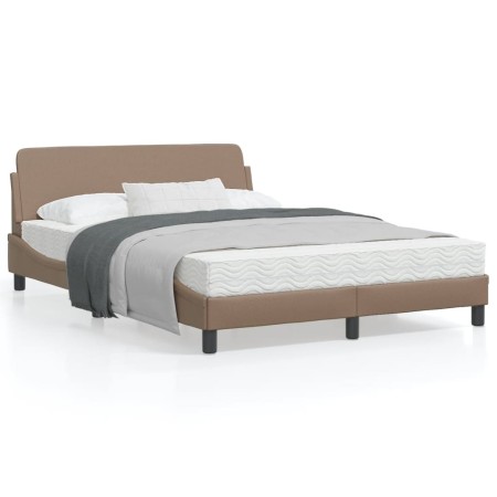 Estructura de cama cabecero cuero sintético capuchino 140x200cm