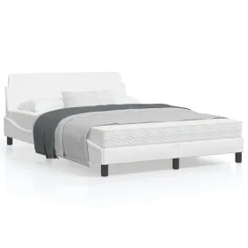 Estructura de cama cabecero cuero sintético blanco 120x200 cm de , Camas y somieres - Ref: Foro24-373159, Precio: 146,29 €, D...