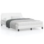Estructura de cama cabecero cuero sintético blanco 120x200 cm