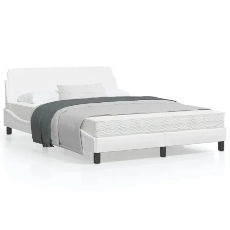 White synthetic leather headboard bed frame 140x200 cm by , Beds and slatted bases - Ref: Foro24-373199, Price: 174,55 €, Dis...