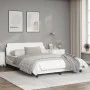 White synthetic leather headboard bed frame 140x200 cm by , Beds and slatted bases - Ref: Foro24-373199, Price: 174,55 €, Dis...
