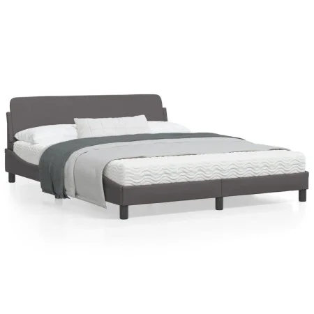 Bed frame with gray synthetic leather headboard 160x200cm by , Beds and slatted bases - Ref: Foro24-373221, Price: 179,24 €, ...