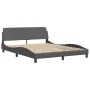 Bed frame with gray synthetic leather headboard 160x200cm by , Beds and slatted bases - Ref: Foro24-373221, Price: 179,24 €, ...