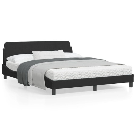 Estructura de cama con cabecero de terciopelo negro 160x200 cm de , Camas y somieres - Ref: Foro24-373214, Precio: 171,30 €, ...