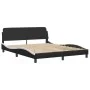 Estructura cama cabecero cuero sintético negro blanco 160x200cm de , Camas y somieres - Ref: Foro24-373223, Precio: 173,94 €,...