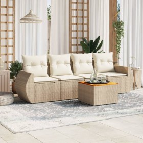 Gartensofa-Set mit 5-teiligen Kissen aus synthetischem Rattan in Beige. von , Gartensets - Ref: Foro24-3224882, Preis: 341,29...