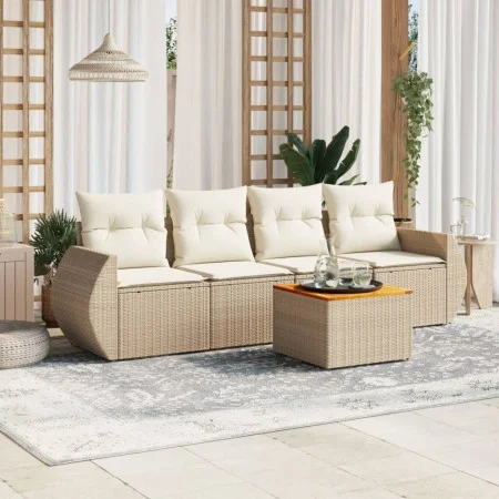 Juego de sofás jardín con cojines 5 pzas ratán sintético beige by , Garden sets - Ref: Foro24-3224882, Price: 375,51 €, Disco...