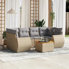 Gartensofagarnitur 7-teilig mit Kissen aus synthetischem Rattan in Beige. von , Gartensets - Ref: Foro24-3257235, Preis: 476,...