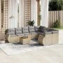 Set de sofás de jardín 9 pzas con cojines ratán sintético beige by , Garden sets - Ref: Foro24-3257263, Price: 610,63 €, Disc...