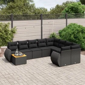 Set de sofás de jardín 10 pzas cojines ratán sintético negro by , Garden sets - Ref: Foro24-3257497, Price: 633,91 €, Discoun...