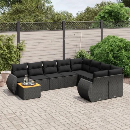 Set de sofás de jardín 10 pzas cojines ratán sintético negro de , Conjuntos de jardín - Ref: Foro24-3257497, Precio: 633,91 €...