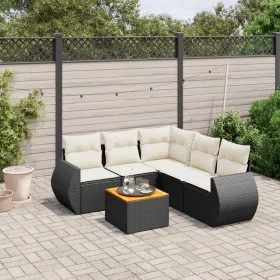 Set de sofás de jardín 6 piezas y cojines ratán sintético negro by , Garden sets - Ref: Foro24-3257330, Price: 382,20 €, Disc...