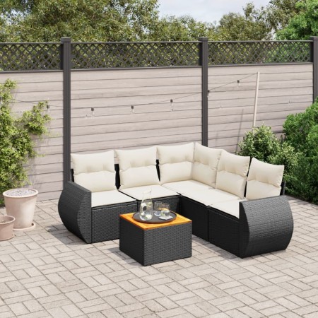 Set de sofás de jardín 6 piezas y cojines ratán sintético negro by , Garden sets - Ref: Foro24-3257330, Price: 381,49 €, Disc...