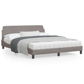 Bed frame with taupe gray fabric headboard 160x200 cm by , Beds and slatted bases - Ref: Foro24-373209, Price: 154,00 €, Disc...