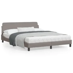 Bed frame with taupe gray fabric headboard 160x200 cm by , Beds and slatted bases - Ref: Foro24-373209, Price: 153,44 €, Disc...