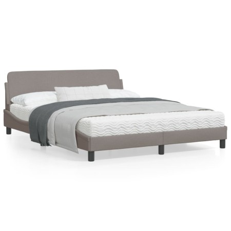 Bed frame with taupe gray fabric headboard 160x200 cm by , Beds and slatted bases - Ref: Foro24-373209, Price: 165,47 €, Disc...