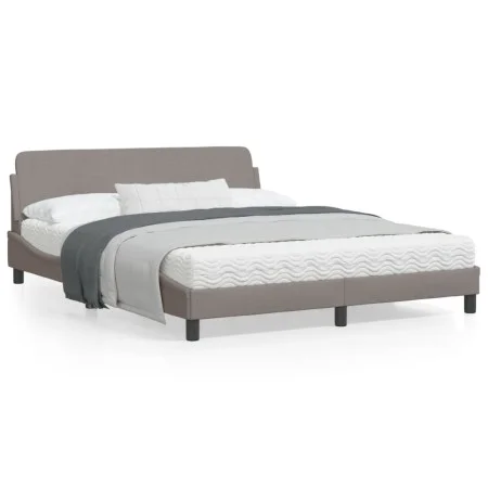 Bed frame with taupe gray fabric headboard 160x200 cm by , Beds and slatted bases - Ref: Foro24-373209, Price: 153,44 €, Disc...