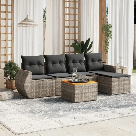 Gartenmöbel-Set, 6-teilig, mit grauen Polstern aus synthetischem Rattan. von , Gartensets - Ref: Foro24-3257313, Preis: 363,9...