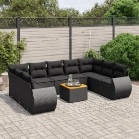 Set de sofás de jardín 10 pzas cojines ratán sintético negro by , Garden sets - Ref: Foro24-3257476, Price: 633,91 €, Discoun...