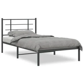 Bed frame with black metal headboard 100x190 cm by , Beds and slatted bases - Ref: Foro24-355555, Price: 58,44 €, Discount: %