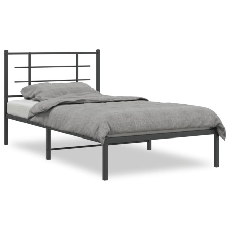 Estructura de cama con cabecero metal negro 100x190 cm de , Camas y somieres - Ref: Foro24-355555, Precio: 59,14 €, Descuento: %