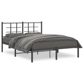 Bed frame with black metal headboard 140x200 cm by , Beds and slatted bases - Ref: Foro24-355562, Price: 105,85 €, Discount: %