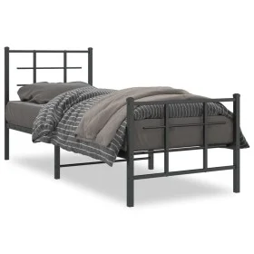 Bettgestell mit Kopfteil und schwarzem Metallfußteil 75x190 cm von , Betten und Lattenroste - Ref: Foro24-355569, Preis: 62,4...