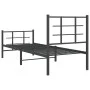 Bed frame with headboard and black metal footboard 75x190 cm by , Beds and slatted bases - Ref: Foro24-355569, Price: 62,41 €...