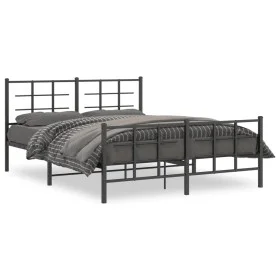 Black metal headboard and footboard bed frame 150x200 cm by , Beds and slatted bases - Ref: Foro24-355581, Price: 120,09 €, D...