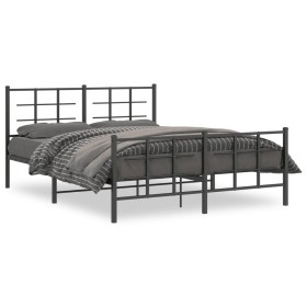 Estructura de cama cabecero y estribo metal negro 150x200 cm